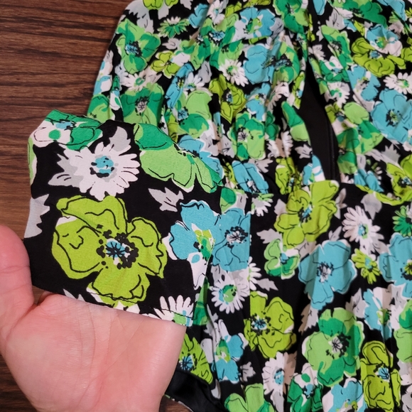 Zara NEW Green Blue Floral Bodysuit Peek Chest Long Sleeve Zipper Back NWOT XS - Picture 4 of 12